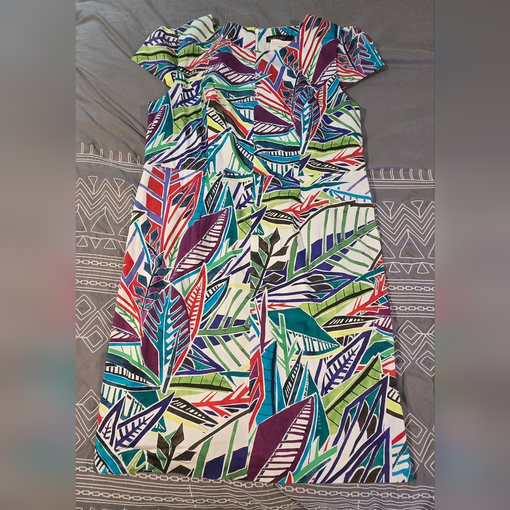 Marc Cain Leaf Print Multi Colored Summer Dress Size 12